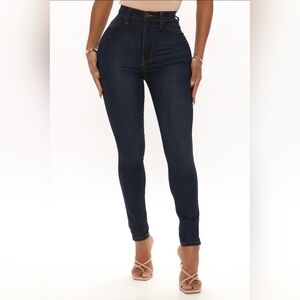 High Waist Skinny Jeans - Dark Denim